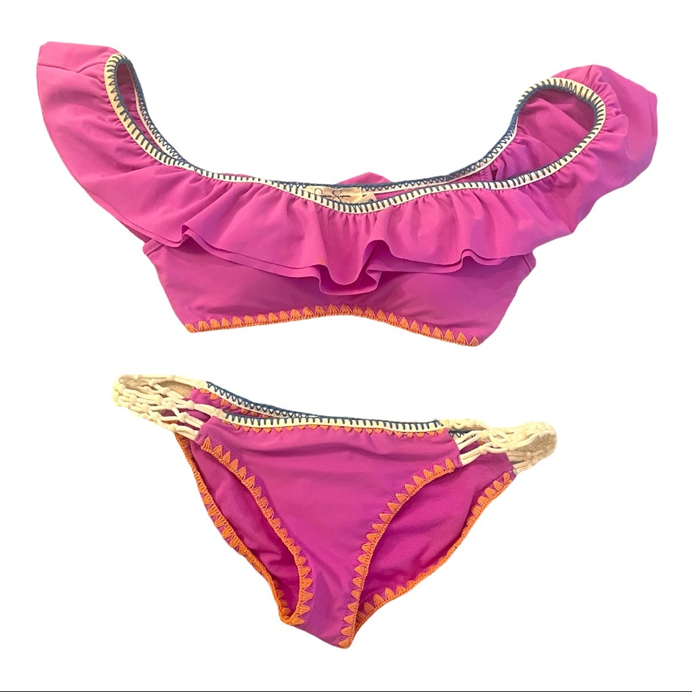 Jessica Simpson Off-The-Shoulder two piece swimsuit